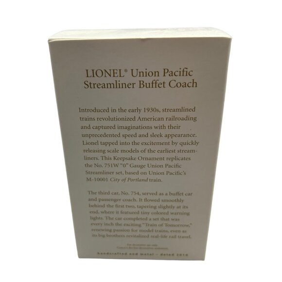 Hallmark Keepsake Lionel Union Pacific Streamliner Buffet Coach & Veranda Tender - Picture 8 of 11